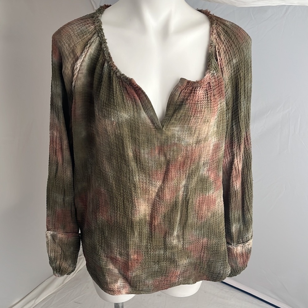 Red Haute multicolor tie dye v-neck blouse